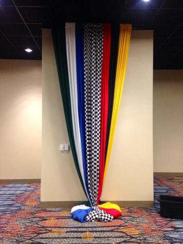 Race Theme - Colorful Fanned Fabric Displays